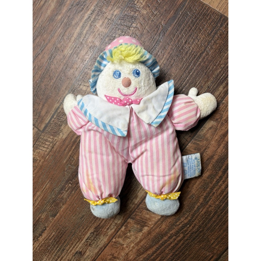Vintage Eden Plush Stuffed Clown Toy Pink Stripes